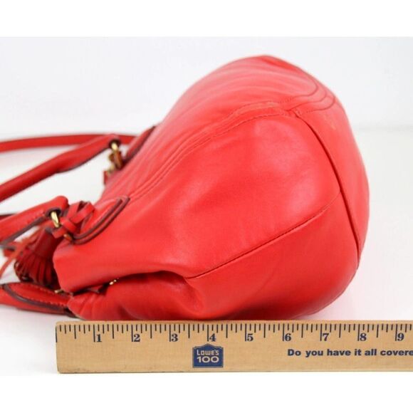 J.CREW RED GENUINE LEATHER THREE COMPARTMENTS HOBO SHOULDER BAG SATCHEL PURSE - Picture 15 of 16